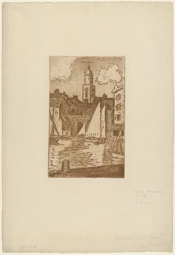 Bell Tower of St. Tropez by Paul Signac, print, 1896