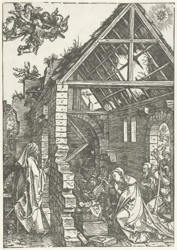 Aanbidding door de herders by Unknown, print, 1502-1503