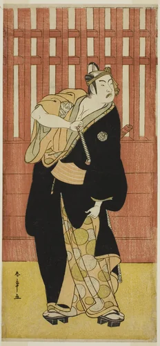 The Actor Ichimura Uzaemon IX as Soga no Goro Tokimune Disguised as Agemaki no Sukeroku in the Play Sukeroku Yukari no Edo-zakura, Performed at the Ichimura Theater in the Fifth Month, 1782 by Katsukawa Shunsho (勝川 春章), print, 1777-1787