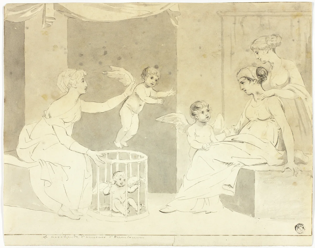 Seller of Loves (after Herculancum frieze) by John Downman, drawing, 1770-1824
