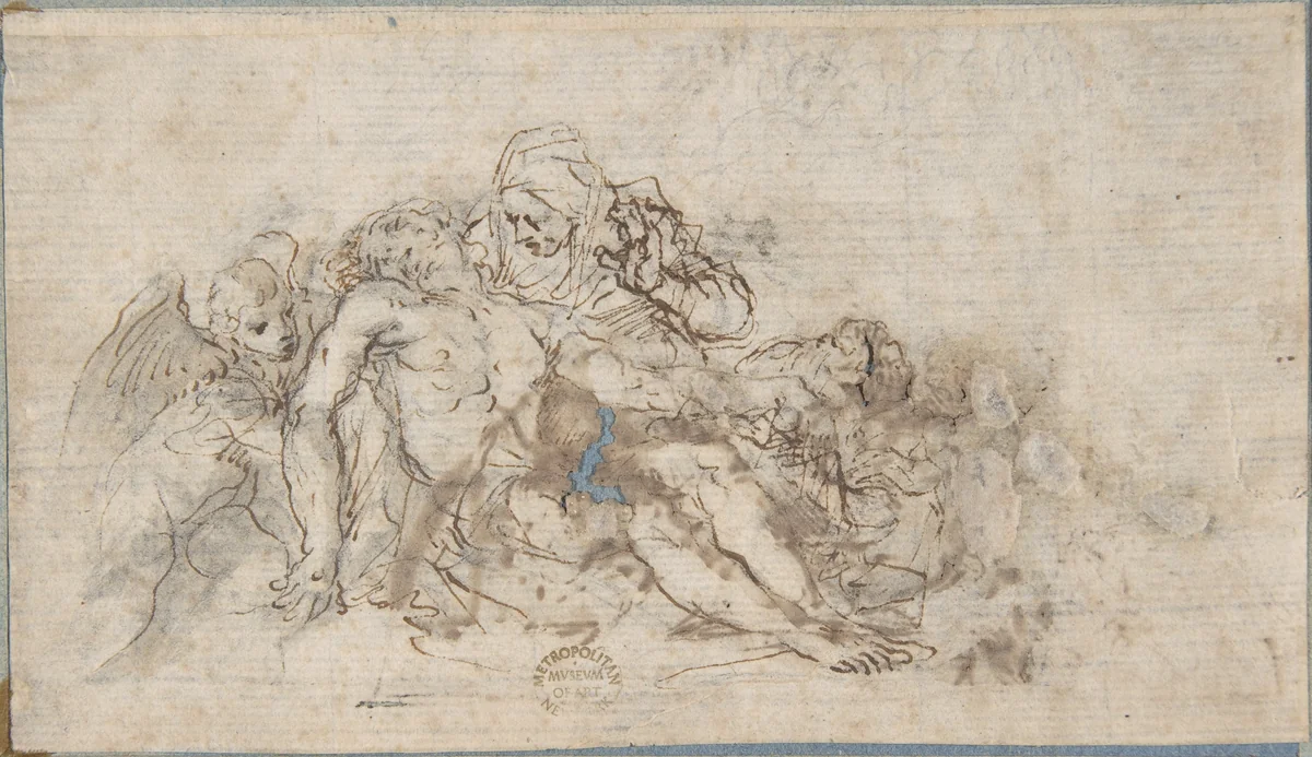 Pietà by anonymous, drawing, 1600-1700