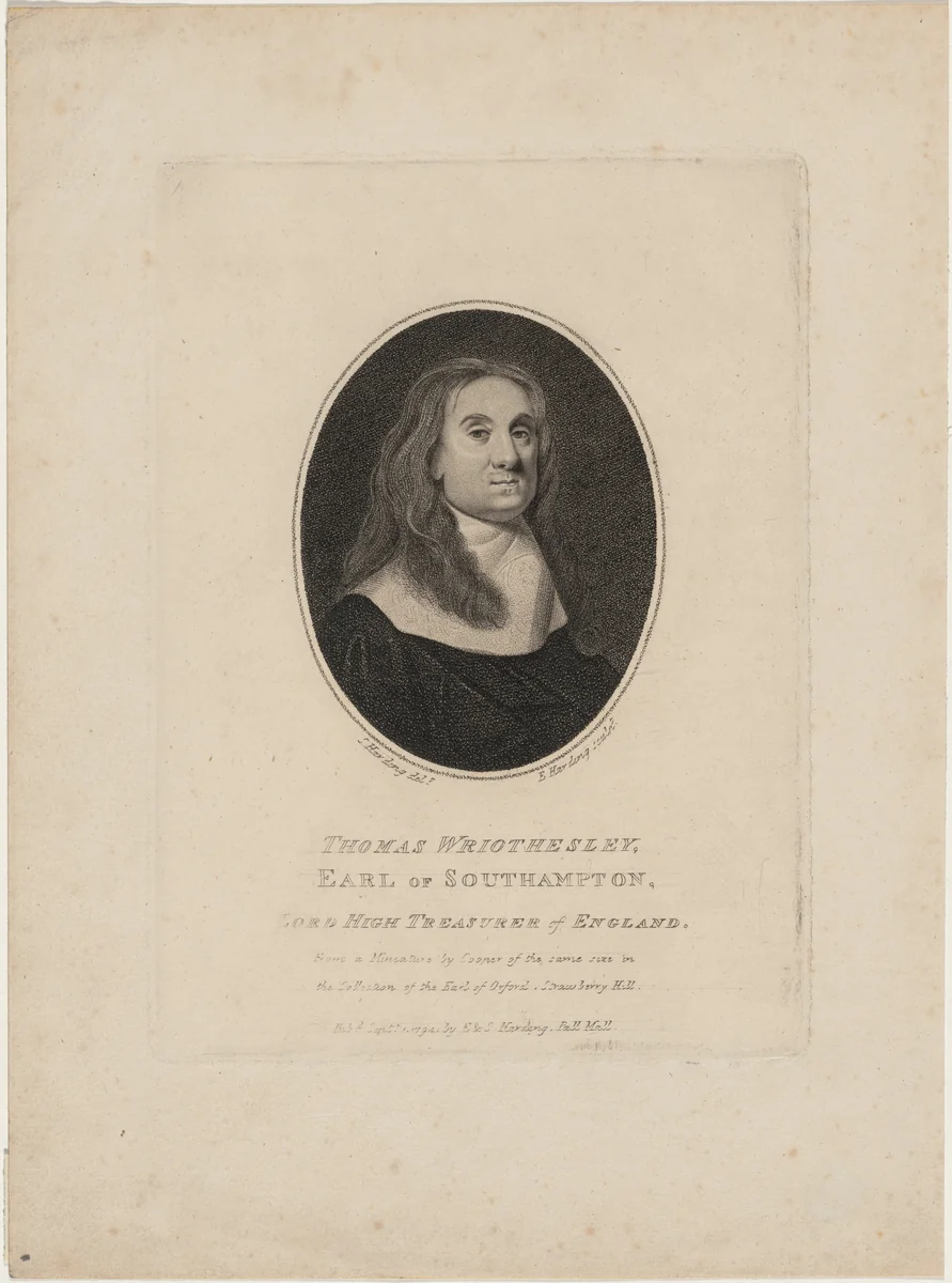 Thomas Wriothesley, Earl of Southampton by Edward Harding; Samuel Cooper, print, 1794