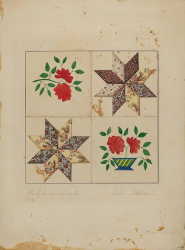 Patchwork Quilt by Daniel Fletcher, index of american design, 1935-1942