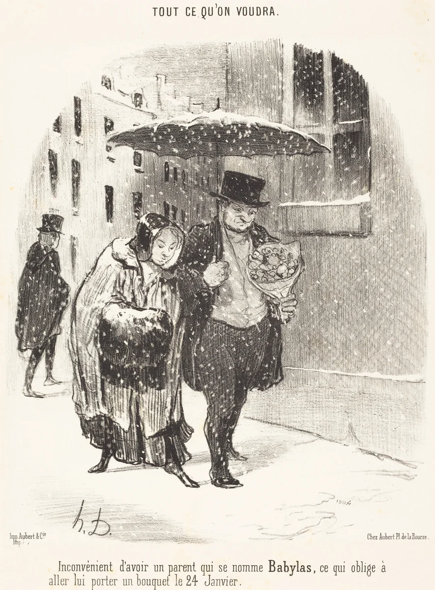 Inconvénient d'avoir un parent qui se nomme Babylas... by Honoré Daumier, print, 1850