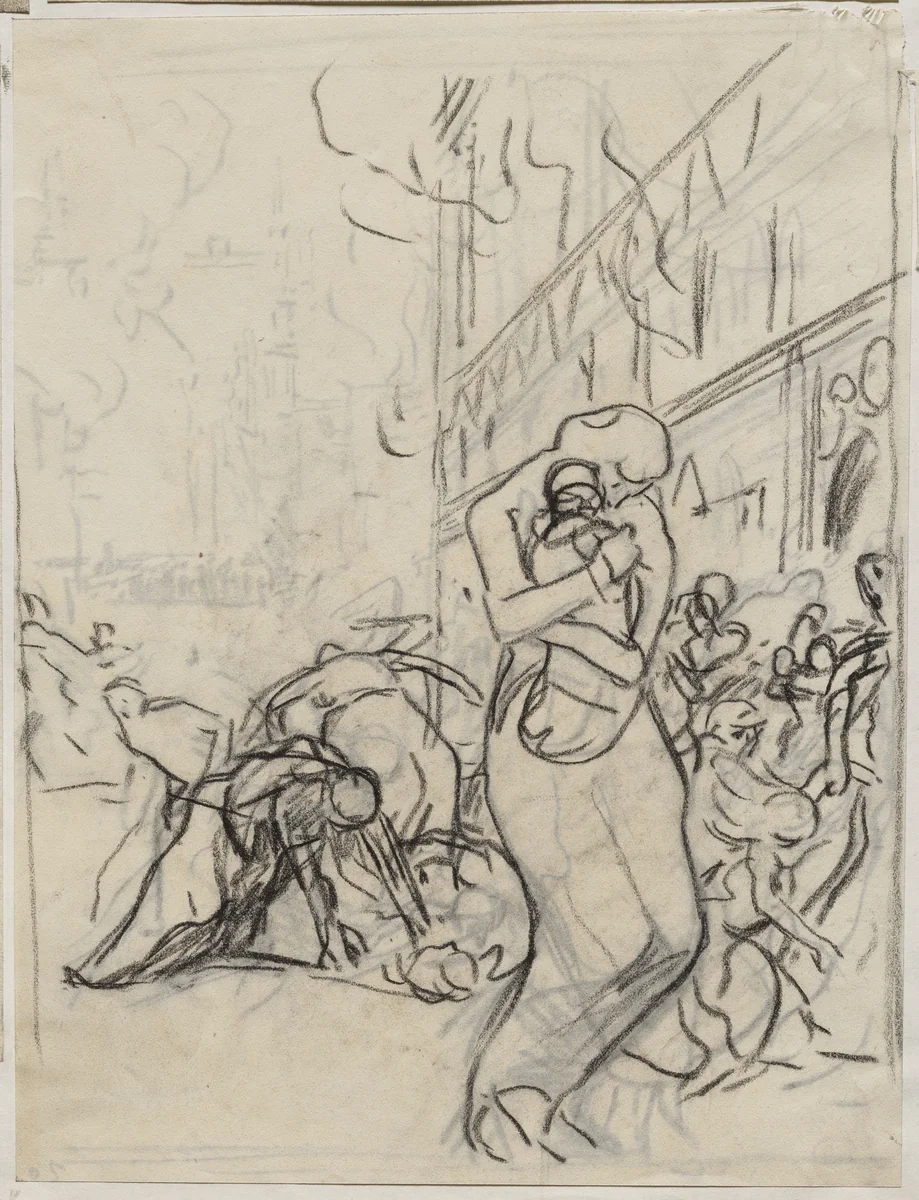 L'Incendie de Louvain by Auguste Louis Lepère, drawing, 1914