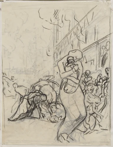 L'Incendie de Louvain by Auguste Louis Lepère, drawing, 1914