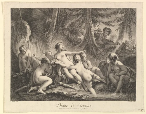 Diana and Acteon by Pierre François Tardieu, print, 1711-1771
