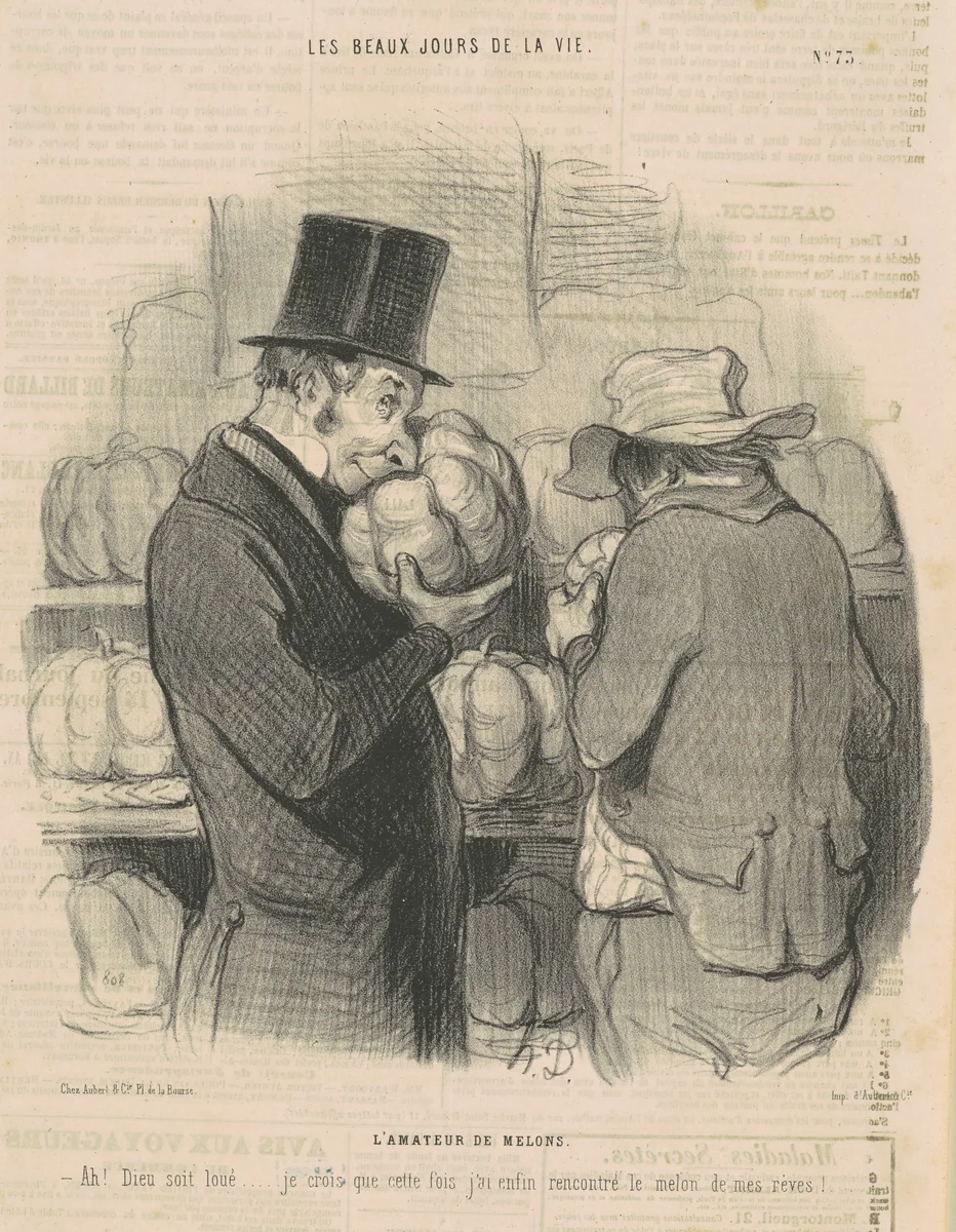 L'amateur de melons by Honoré Daumier, print, 1845