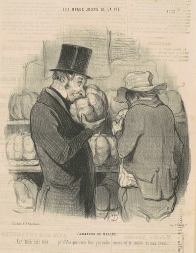 L'amateur de melons by Honoré Daumier, print, 1845