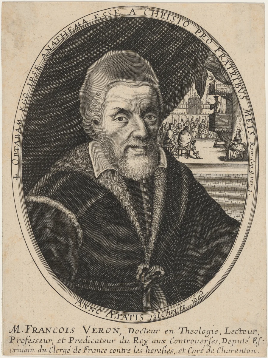M. Francois Veron, Doctor of Theology, Lecturer, Professor, under Louis XIV by Unknown 19th Century, print, 1648