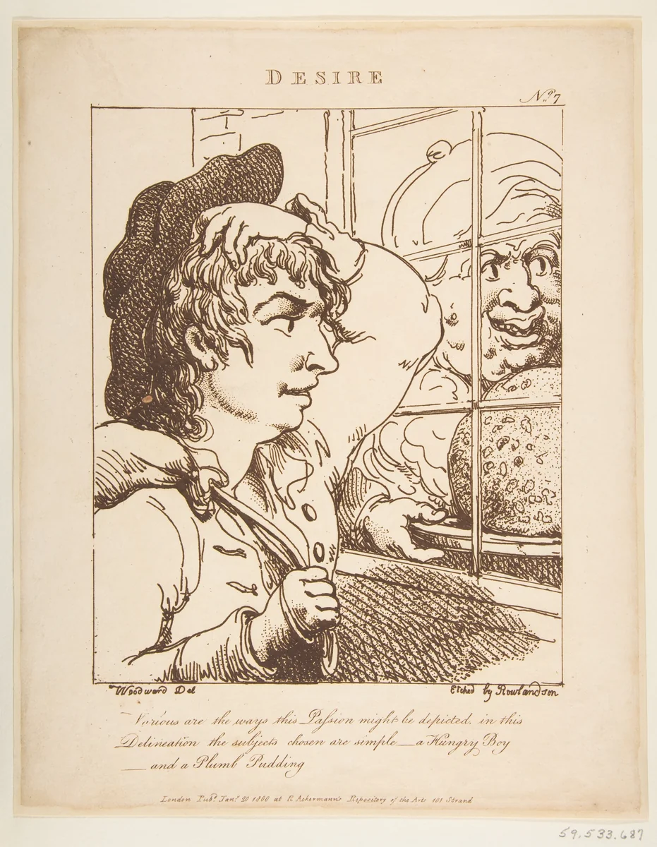 Desire (Le Brun Travested, or Caricatures of the Passions) by Thomas Rowlandson, print, 1800