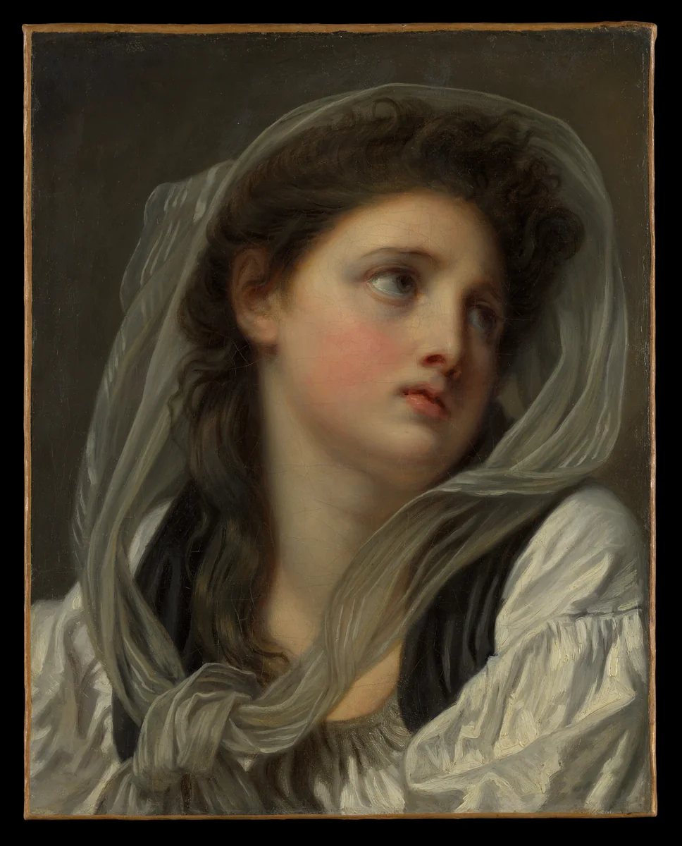 Head of a Young Woman by Jean-Baptiste Greuze, painting, 1780-1789