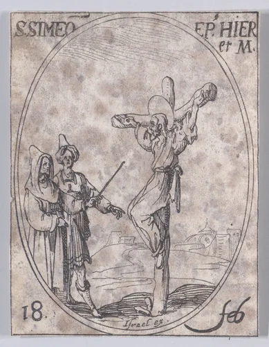 S. Siméon, évêque de Jérusalem, martyr (St. Simeon, Bishop of Jerusalem, Martyr), February 18th, from "Les Images De Tous Les Saincts et Saintes de L'Année" (Images of All of the Saints and Religious Events of the Year) by Jacques Callot, print, 1636