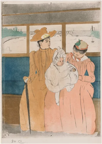 In the Omnibus by Mary Cassatt, print, 1890-1891