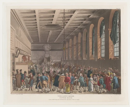The Long Room, Custom House by Thomas Rowlandson, print, 1808