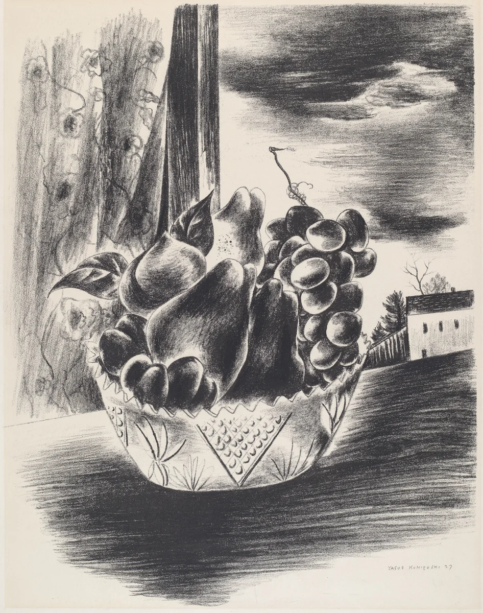 Pears, Grapes, and Peach by Yasuo Kuniyoshi, print, 1927