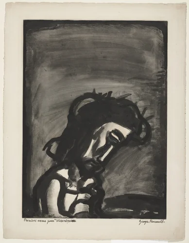 Trial proof for Jesus Mocked..., plate II from Miserere by Georges Rouault, print, 1922