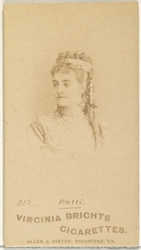 Card 312, Patti, from the Actors and Actresses series (N45, Type 1) for Virginia Brights Cigarettes by Allen & Ginter, photograph, 1885-1891