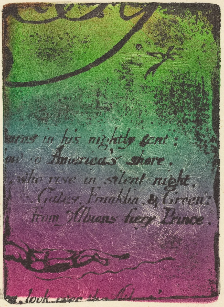 Restrike from fragment of cancelled plate for "A Prophecy" by William Blake, print, 1793