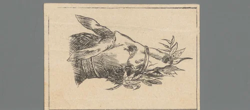 Man met bladermuts by anonymous, print, 1820-1899