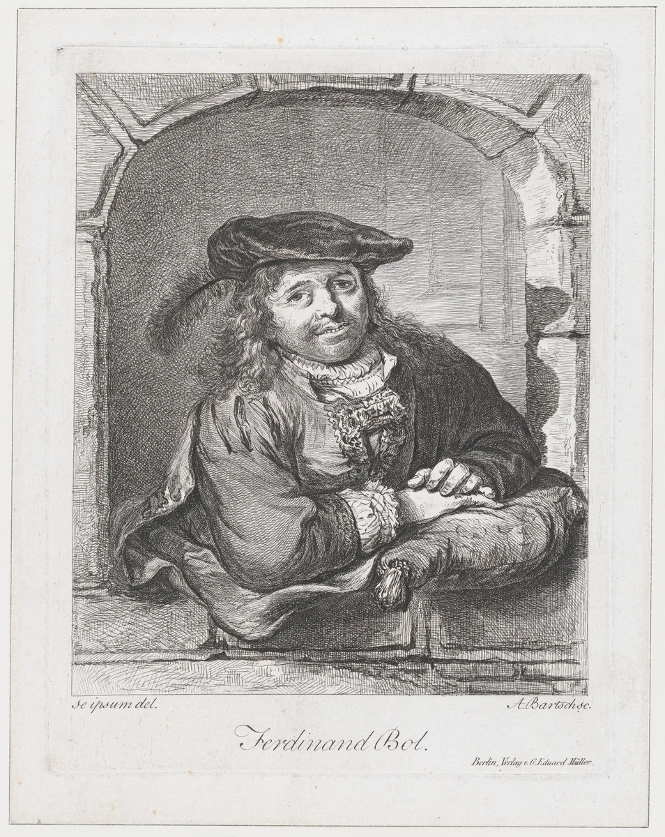 Portrait of Ferdinand Bol by Adam von Bartsch, print, 1803-1808