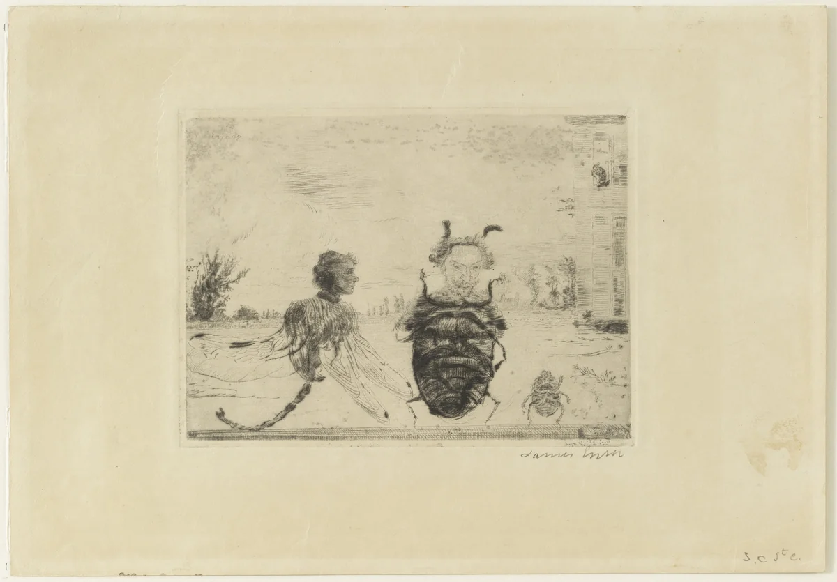 Peculiar Insects, state V by James Ensor, print, 1888