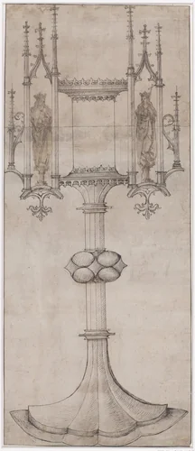 Ontwerp voor een monstrans by Unknown, drawing, 1475-1499
