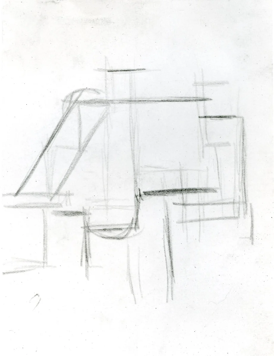 Study for Composition VIII (The Cow) by Theo van Doesburg, drawing, 1917