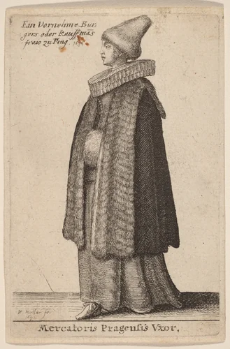 Mercatoris Pragensis Vxor by Wenceslaus Hollar, print, 1642