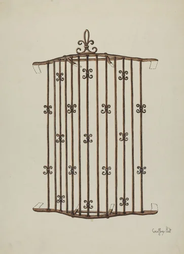 Iron Grille (at Window) a Restoration Drawing by Geoffrey Holt, index of american design, 1936