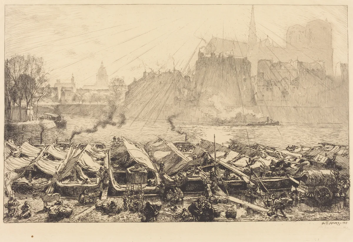 The Great Apple Market (Le grand marche aux pommes) by Auguste Lepère, print, 1917