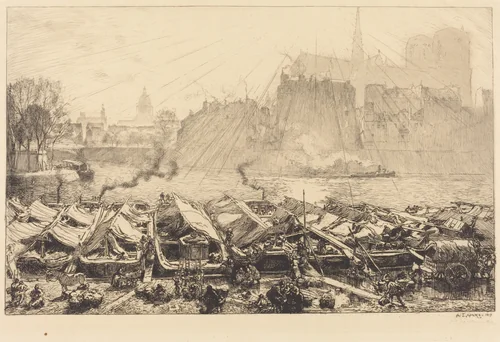 The Great Apple Market (Le grand marche aux pommes) by Auguste Lepère, print, 1917