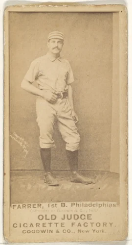 Sidney Douglas Farrar, 1st Base, Philadelphia, from the Old Judge series (N172) for Old Judge Cigarettes by Goodwin & Company, photograph, 1887