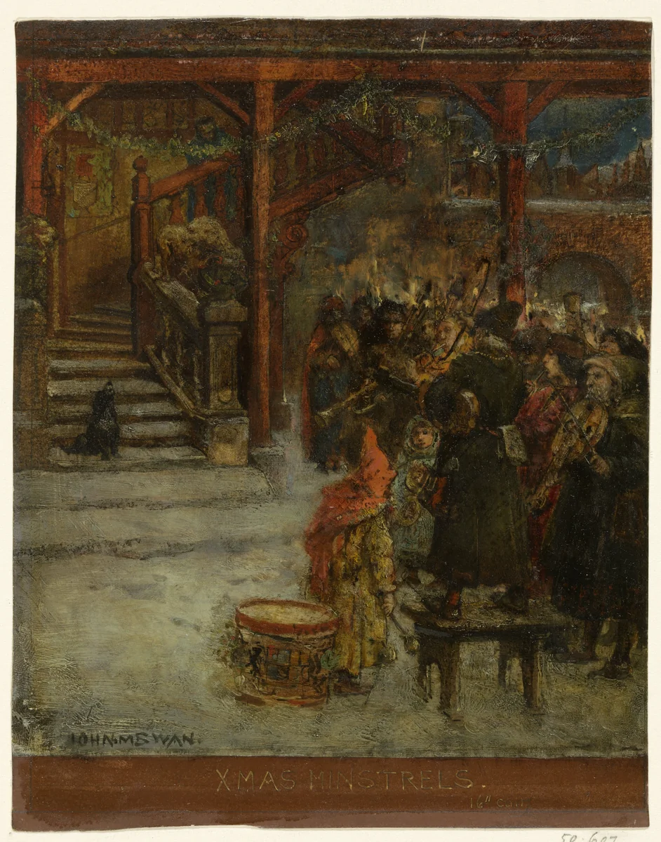 Groep zingende en musicerende figuren by John Macallan Swan, drawing, 1857-1910