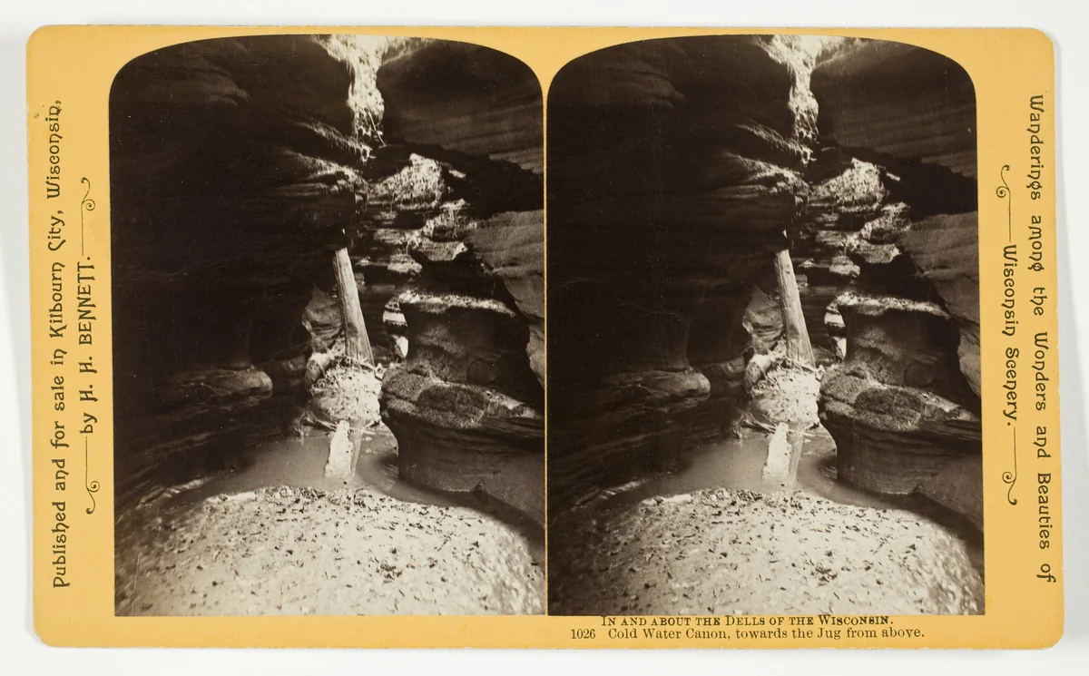 Cold Water Canon, towards the Jug from above, No. 1026 from the series "In and About the Dells of the Wisconsin River" by Henry Hamilton Bennett, photograph, 1870-1908