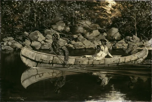 Paddling the Wounded British Officer by Frederic Remington, painting, 1897