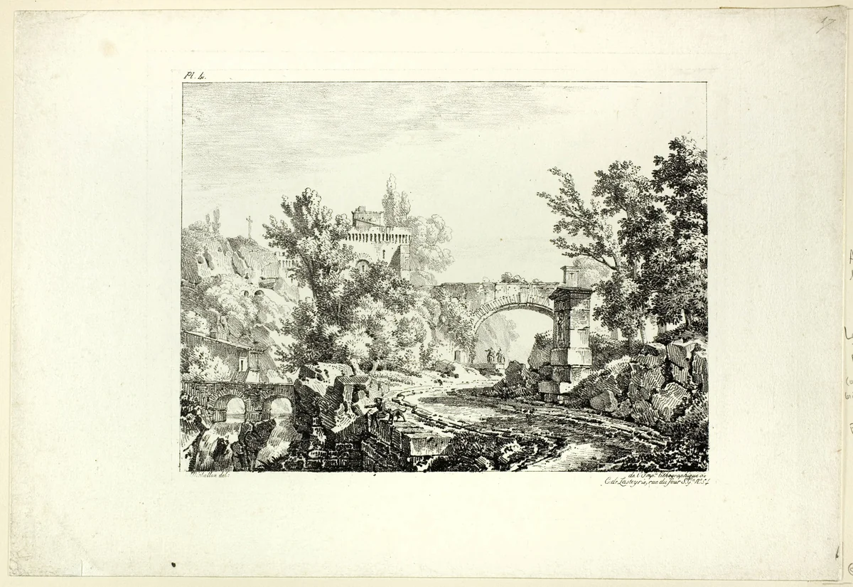 Landscape, plate IV by Achille Etna Michallon, print, 1817