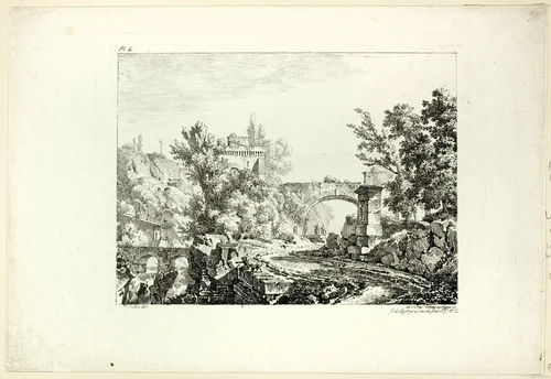 Landscape, plate IV by Achille Etna Michallon, print, 1817