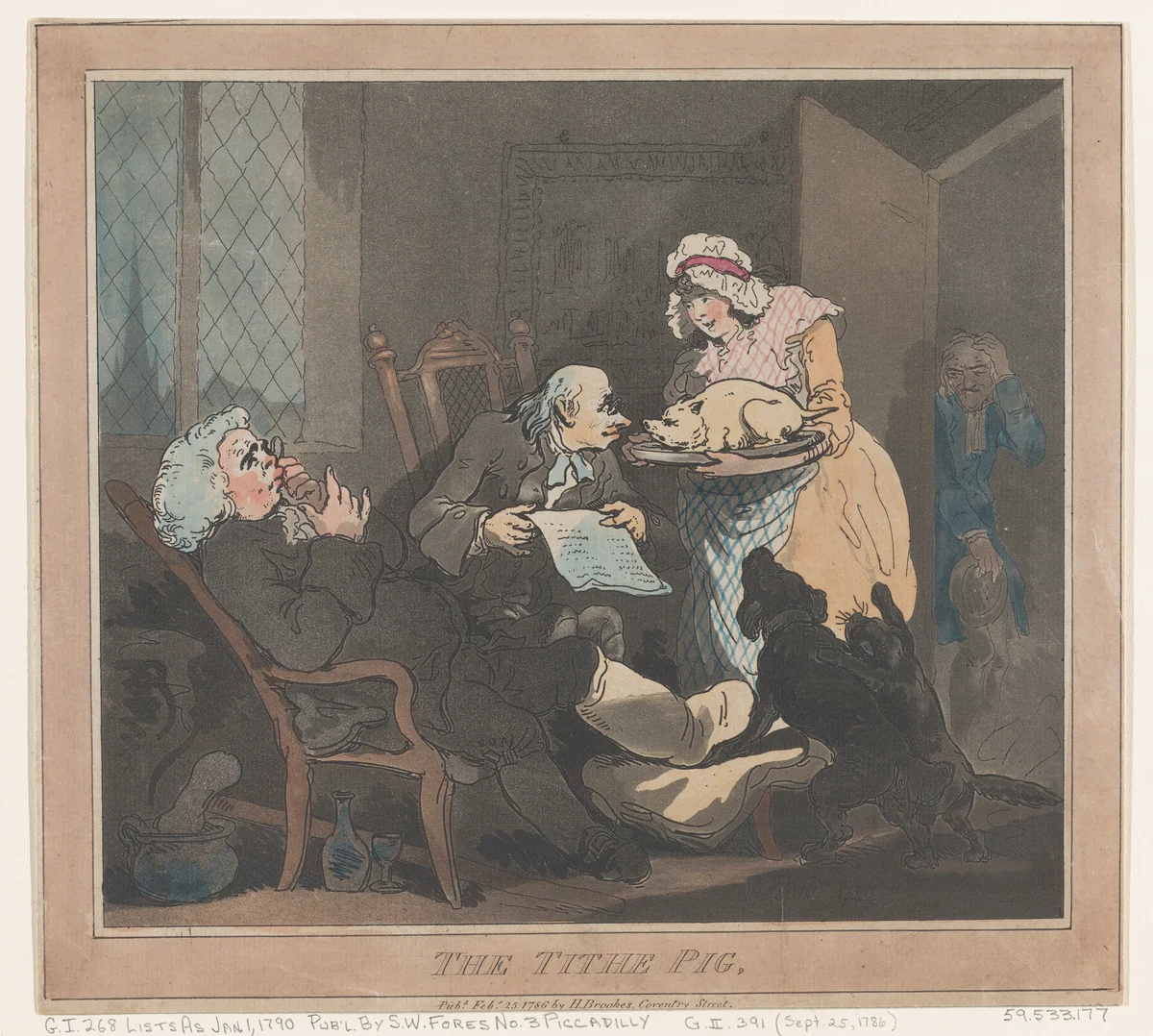 Tithe Pig by Thomas Rowlandson, print, 1786