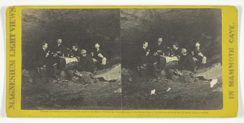 Dining in "Great Relief", No. 28 from the series "Mammoth Cave Views" by Chas Waldack, photograph, 1866