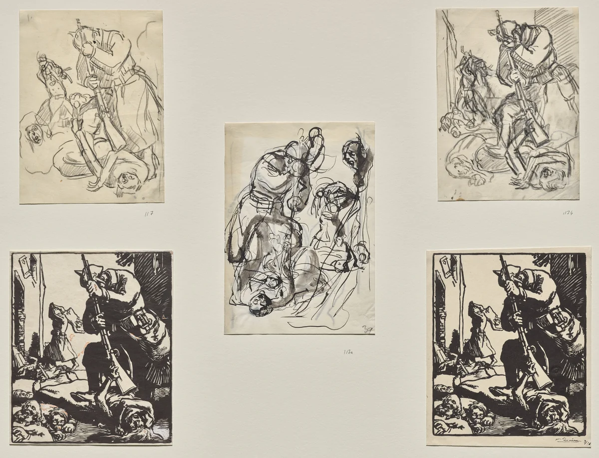 Soldat allemand by Auguste Louis Lepère, drawing, 1914