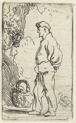 Staande boer by Jan Lievens, print, 1625-1674