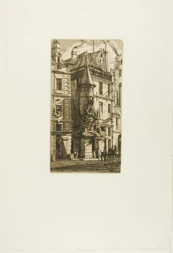 House with a Turret, rue de la Tixéranderie, Paris by Charles Meryon, print, 1852