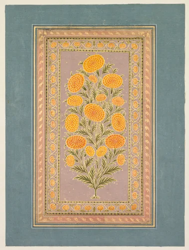 Flowering Marigold (verso) by Hunhar II, painting, 1760-1770