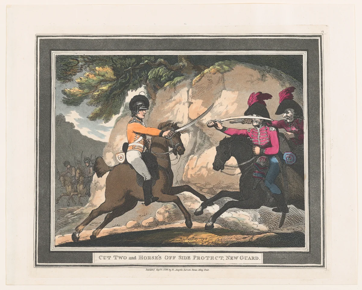 Cut Two and Horse's Off Side Protect, New Guard by Thomas Rowlandson, print, 1798