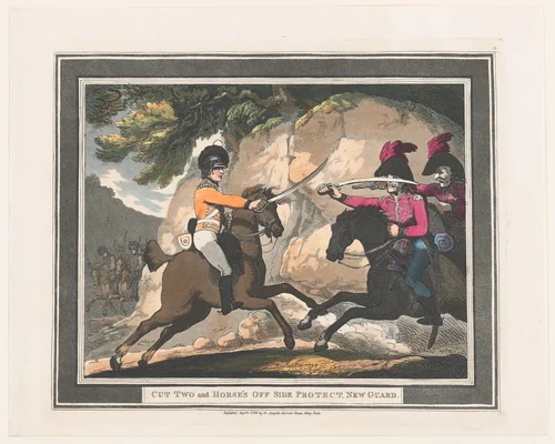 Cut Two and Horse's Off Side Protect, New Guard by Thomas Rowlandson, print, 1798