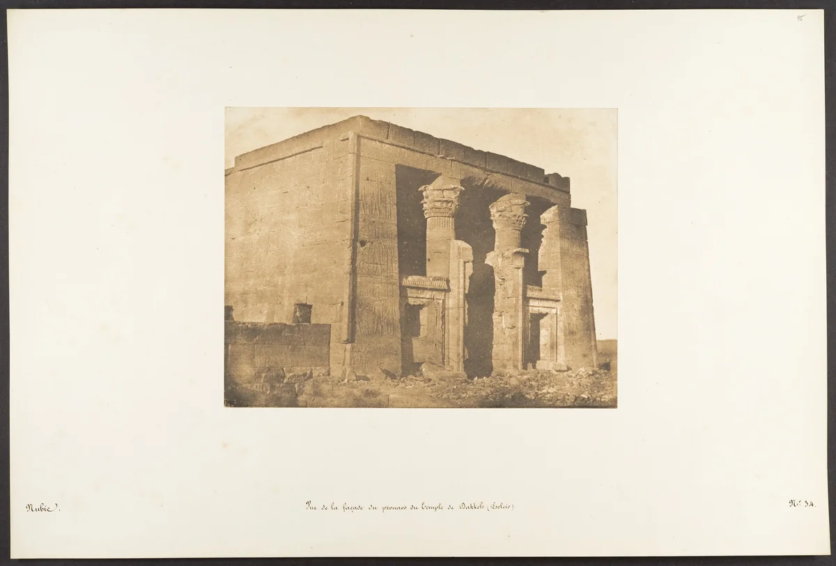 Vue de la façade du pronaos du Temple de Dakkeh (Pselcis) by Maxime Du Camp, photograph, 1850
