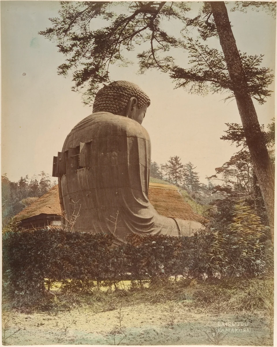 [Landscape with Buddha Sculpture] by Suzuki Shin'ichi, photograph, 1870-1879