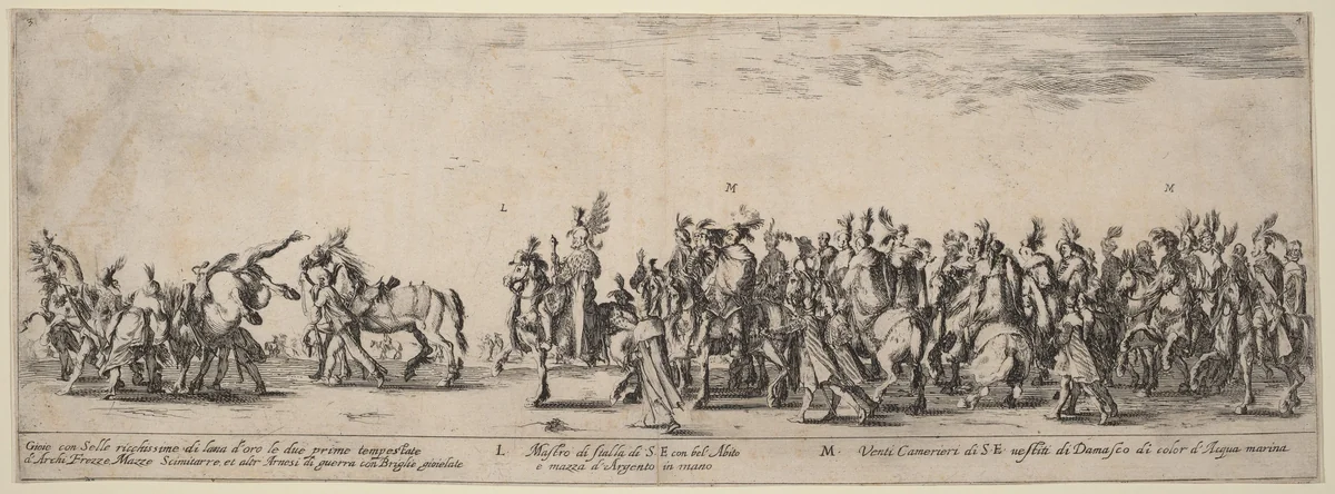 Master of His Excellency's Stables and Twenty Servants by Stefano della Bella, print, 1633