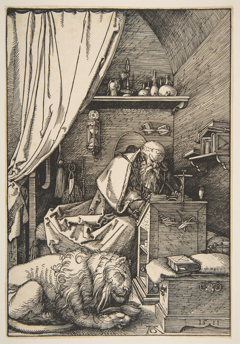 Saint Jerome in His Study by Albrecht Dürer, print, 1511